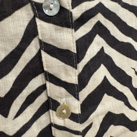 NWT Two Piece Zebra Patterned Linen Shirt and Wide-Leg Pants Set - Picture 7 of 13